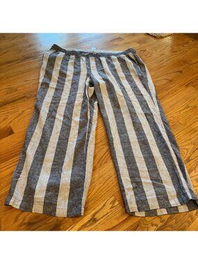 OLD NAVY WOMENS WIDE LEG BLUE STRIPE PANTS NEW XXL LINEN BLEND
